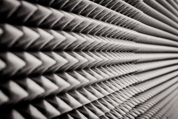 close up Sound Absorption, noise reduction texture in recorder room ,with light flare
