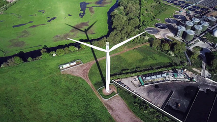 top aerial view of Wind turbine