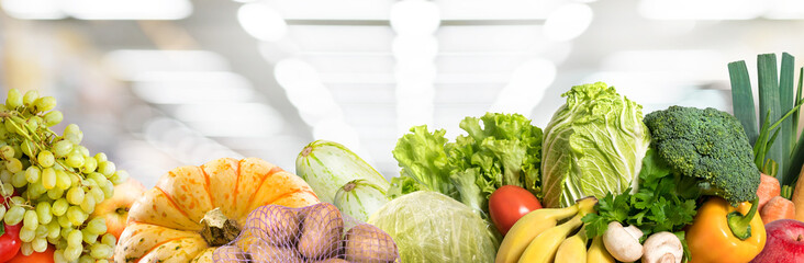 Vegetables on the supermarket background