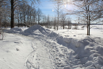 snowy road in winter