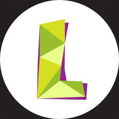 Vector illustration of letter L. Polygonal Colorful Letter