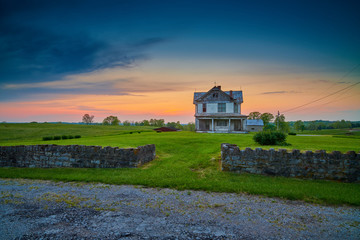 Abandoned Old Farm House at Dusk