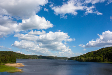 landscape with lake and clouds, облака и озеро в карелии