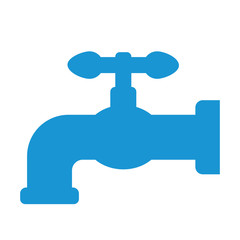 Water faucet, icon. Blue. Vector illustration.