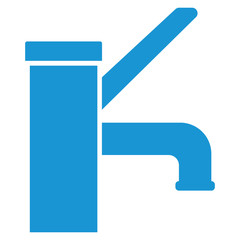 Old water pump, icon. Blue. Vector illustration.