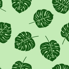 Seamless pattern. Background of monstera leaves
