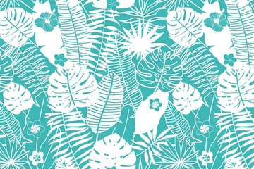 Pattern of tropical plants and flowers