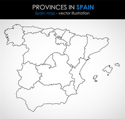 Spain map outline graphic. Vector illustration. 