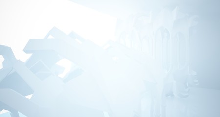 Abstract white gothic interior. 3D illustration and rendering.