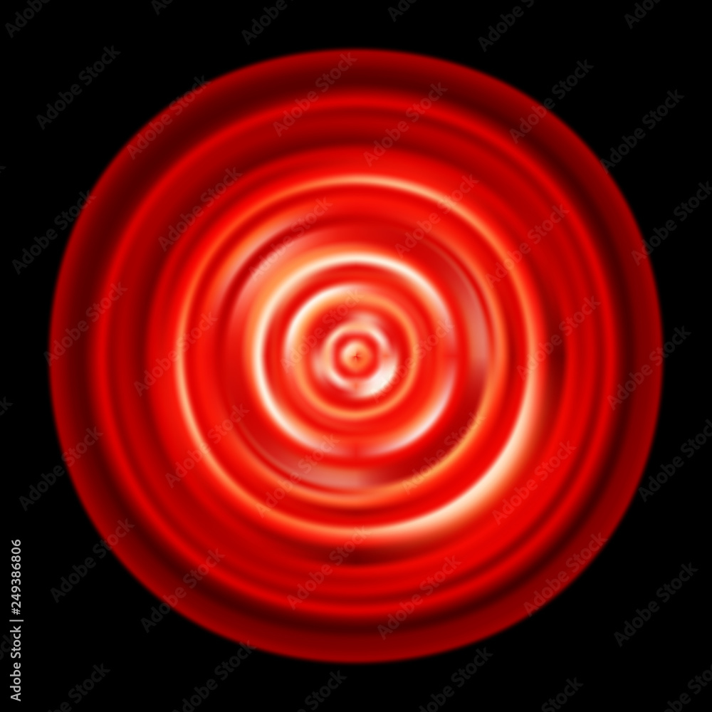 Poster red circle. abstract rotating disc isolated on black. vector