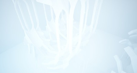 Abstract white gothic interior. 3D illustration and rendering.