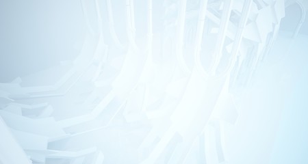 Abstract white gothic interior. 3D illustration and rendering.