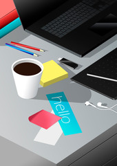 cup of coffee and pen on laptop