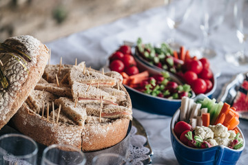 Fresh and tasty appetizers made from vegetables and seafood