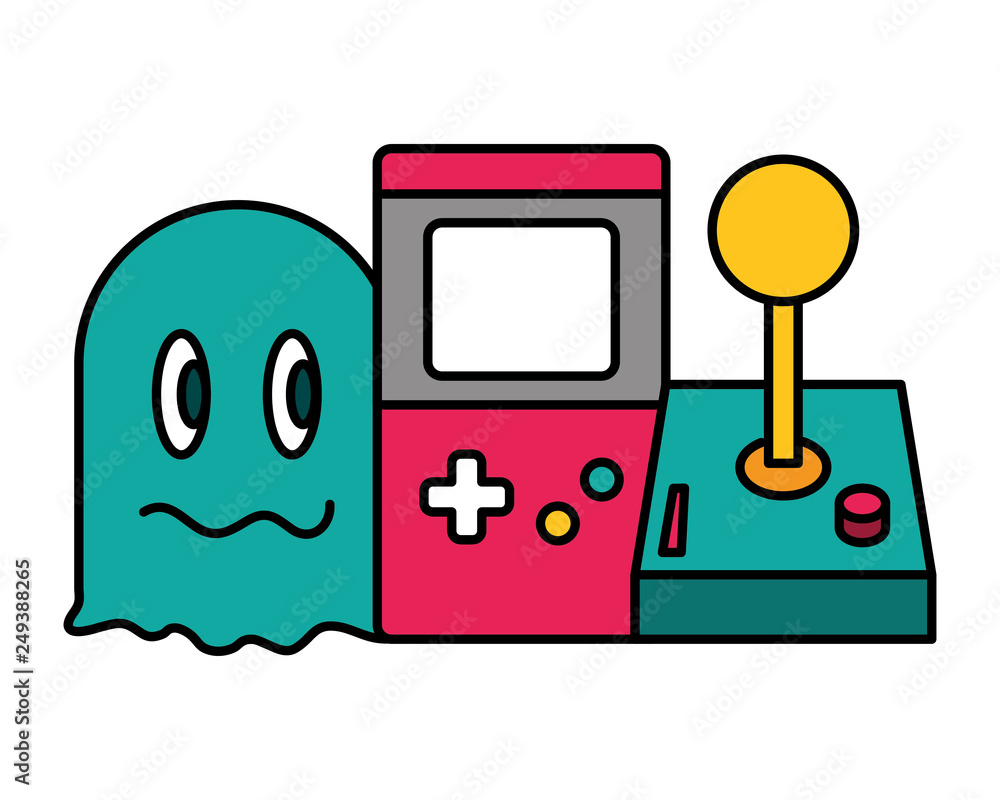 Poster ghost console and joystick video game