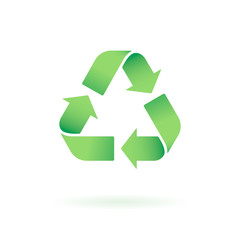 Recycle Vector icon. Trash symbol. Eco bio waste concept. Arrow green 3d realistic green sign isolated on white.