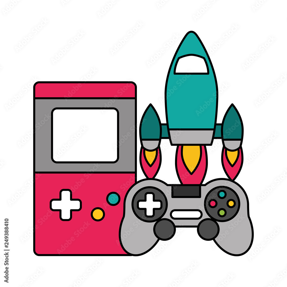 Poster console controller rocket gadget video game