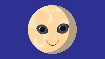 Venus planet vector design. Smiling planets of the Solar System. Planets with faces funny characters. 