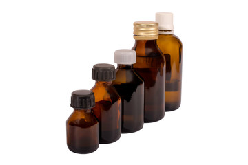 Glass vials, on white background, isolated