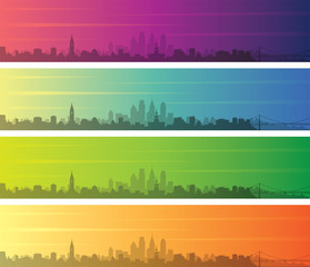 Philadelphia Multiple Color Gradient Skyline Banner