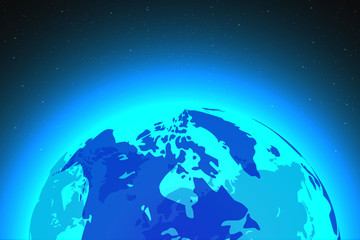 Space view of planet earth with stars, vector