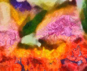 Impression color mix abstract texture art. Artistic bright background. Oil painting artwork. Modern style graphic wallpaper. Large strokes of paint. Colorful pattern for design work or wallpaper.