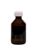 One brown pharmacy vial on a white background, isolated