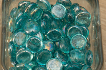 Clear blue pebbles
