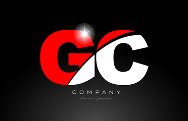 red white color letter combination gc g c alphabet for logo icon design