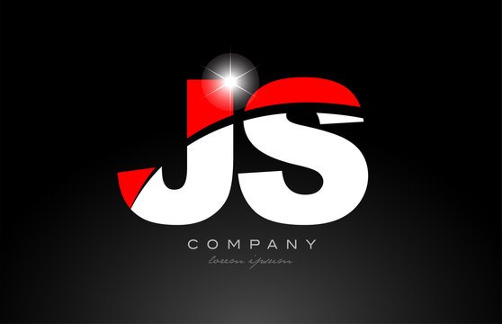 red white color letter combination js j s alphabet for logo icon design