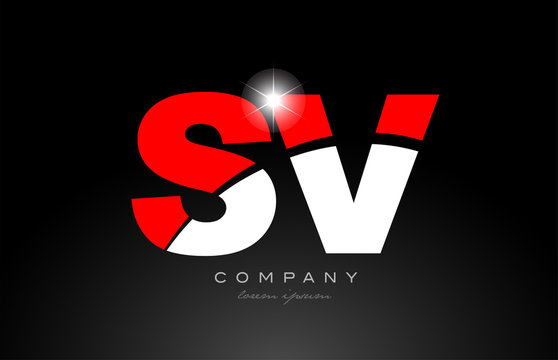 red white color letter combination sv s v alphabet for logo icon design