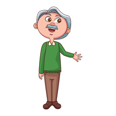 grandfather glasses waving