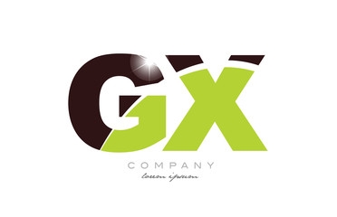 letter gx g x alphabet combination in green and brown color for logo icon design