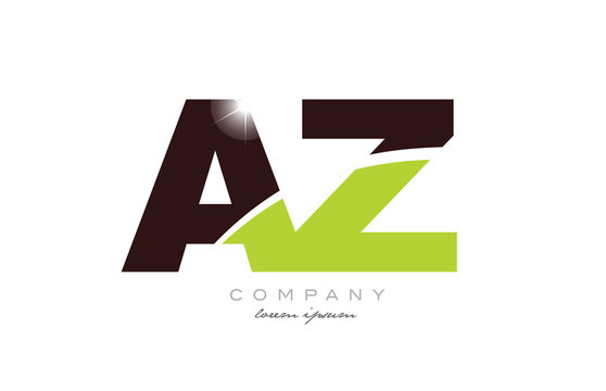 letter az a z alphabet combination in green and brown color for logo icon design