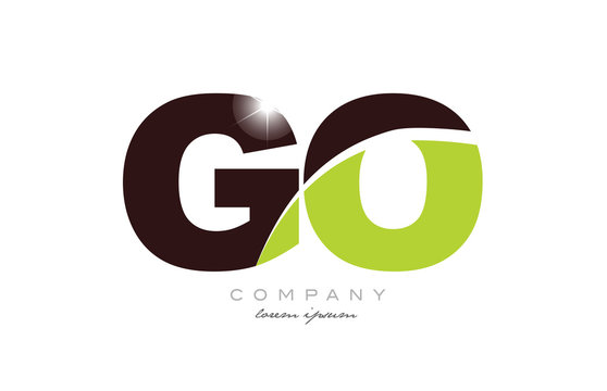 letter go g o alphabet combination in green and brown color for logo icon design