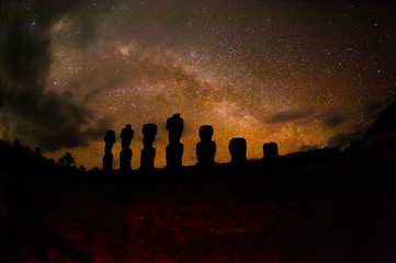 Easter Island Moai Silhouette