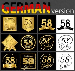 German set of number 58 templates