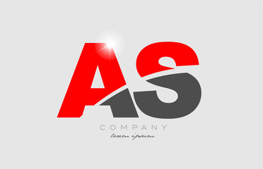 combination letter as a s in grey red color alphabet for logo icon design