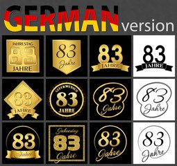 German set of number 83 templates