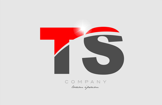combination letter ts t s in grey red color alphabet for logo icon design