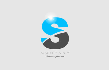 letter s in grey blue color alphabet for logo icon design