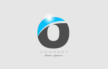 letter o in grey blue color alphabet for logo icon design