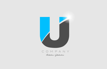 letter u in grey blue color alphabet for logo icon design © dragomirescu