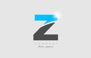 letter z in grey blue color alphabet for logo icon design
