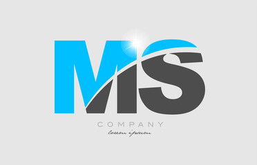 combination letter ms m s in grey blue color alphabet for logo icon design