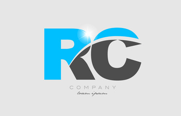 combination letter rc r c in grey blue color alphabet for logo icon design