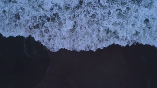 Night Aerial from Intimidating breakers at Pacific Ocean. AERIAL from Peru, Mancora