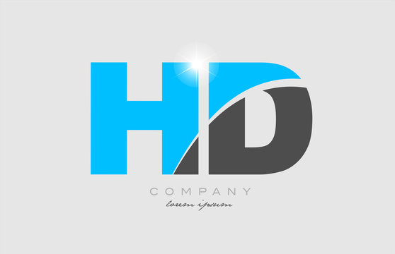 combination letter hd h d in grey blue color alphabet for logo icon design