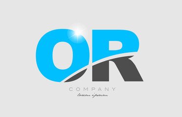 Fototapeta premium combination letter or o r in grey blue color alphabet for logo icon design