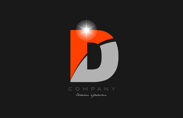 letter d in grey orange color alphabet for logo icon design